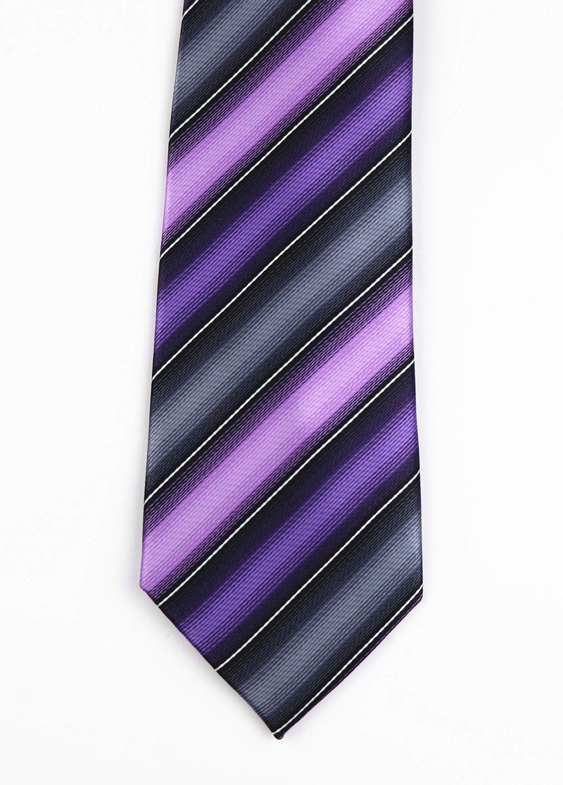 Elfeves Men's Modern Striped Patterned Formal Ties College Daily Woven Neckties (One Size, Violet Purple Grey) - Image 5